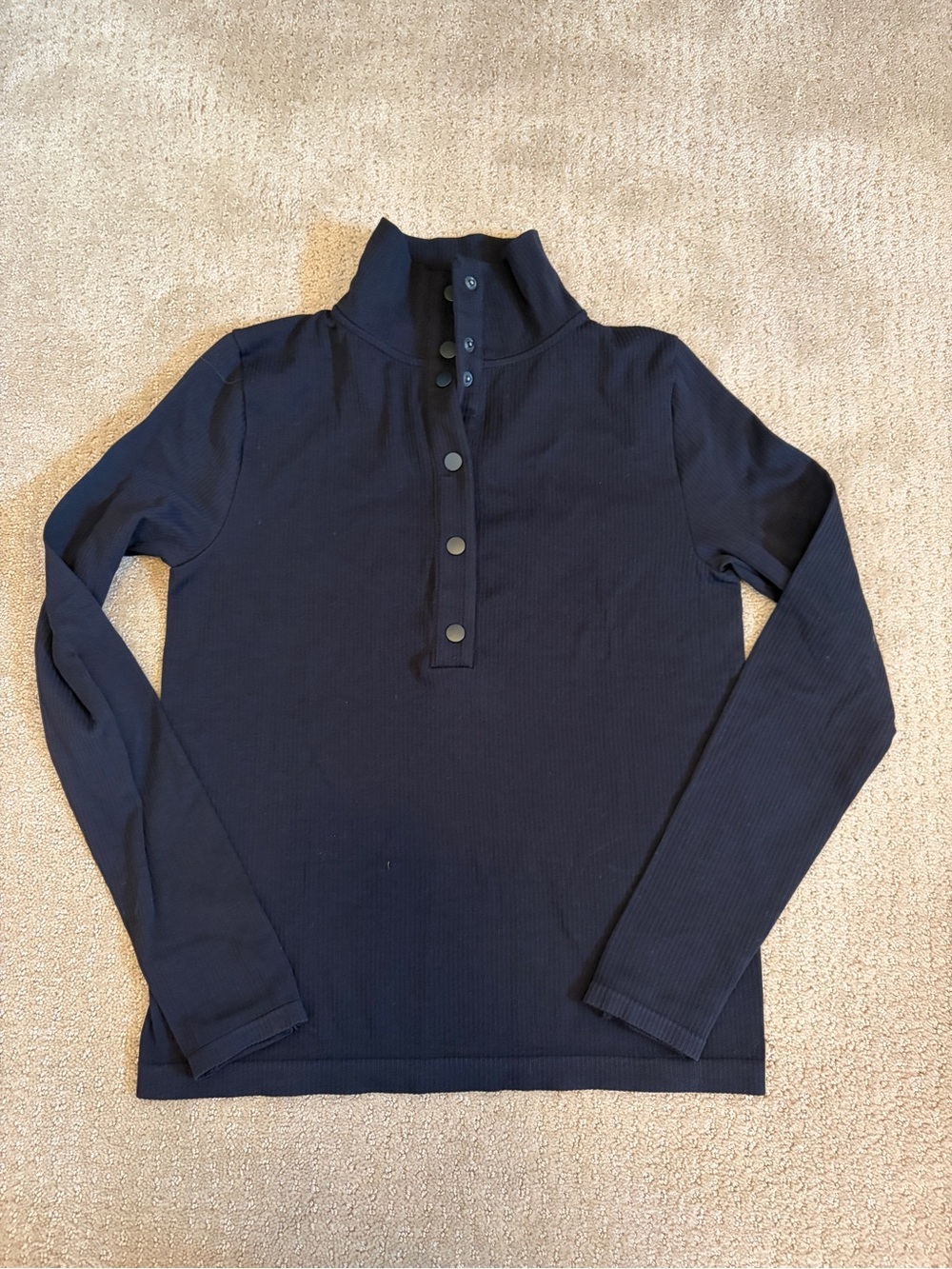Athleta black ribbed Ribbed Long-Sleeve button Top- worn once